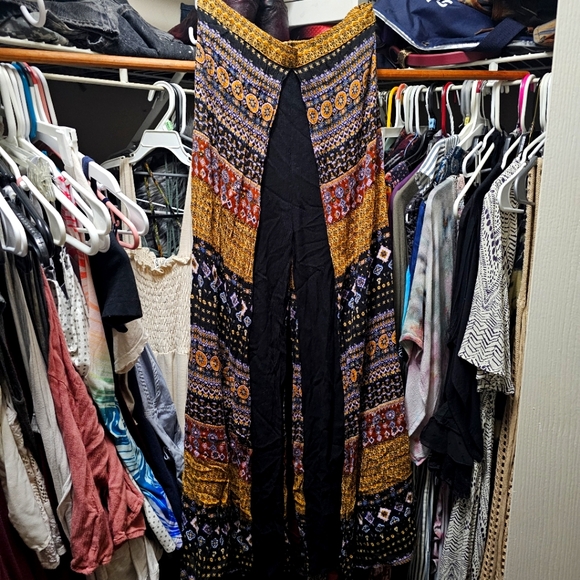 EARTHBOUND Pants - Multi-color & Black Earthbound Small Faux Wrap Pants